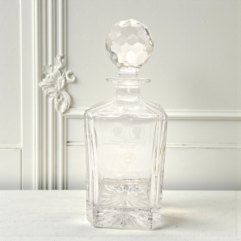 VTG Royal Wedding 1981 Lead Crystal Decanter Prince Charles & Lady Diana England